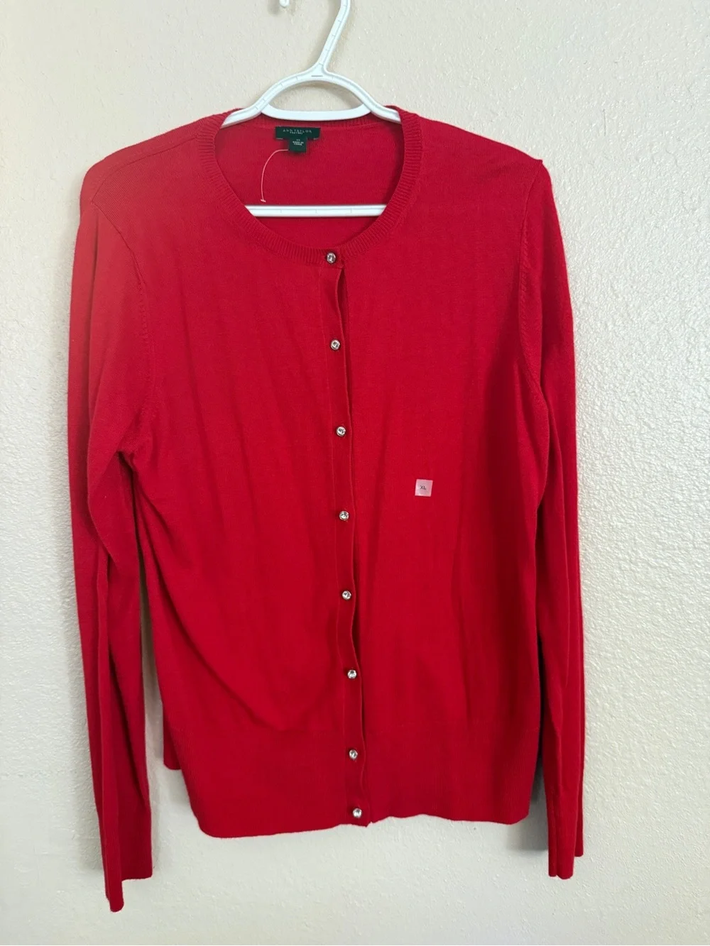 Ann Taylor Classic Button Cardigan - Red - Picture 2 of 8